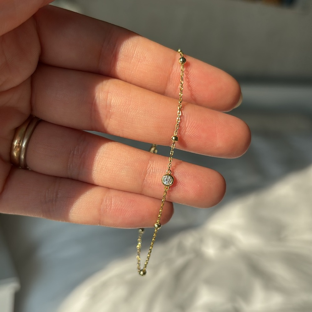 Beaded moissanite vermeil bracelet - Picture 1 of 10